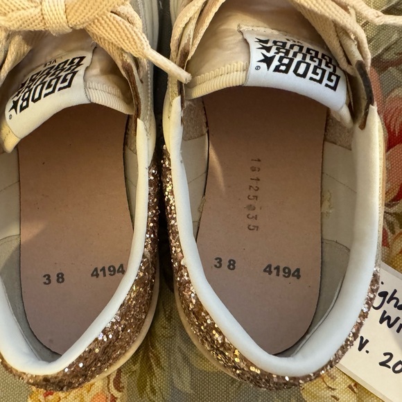 Golden Goose Women's Stardan Size 38 Cream/Gold/Tan with Gold Glitter Star! - Picture 7 of 12